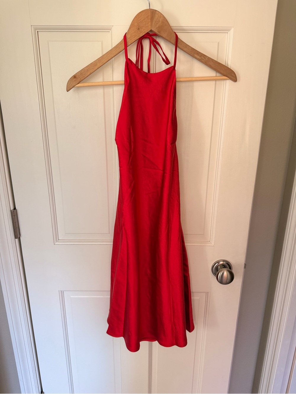 Hello Molly Red Halter Midi Slip Dress